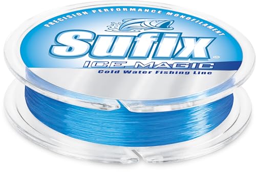 Sufix Ice Magic Fishing Line, Low-Temperature, All-Purpose Ice Fishing Monofilament for Smooth Handling and Cold-Weather Performance, 8 LB, Glacier Blue