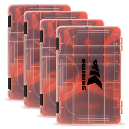 KastKing Tackle Boxes, Plastic Box, Plastic Storage Organizer Box with Removable Dividers - Fishing Tackle Storage - Box Organizer - 2 Packs /4 Packs Tackle Trays - Parts Box - color: Orange Camouflage, size: 3600(4Pack)