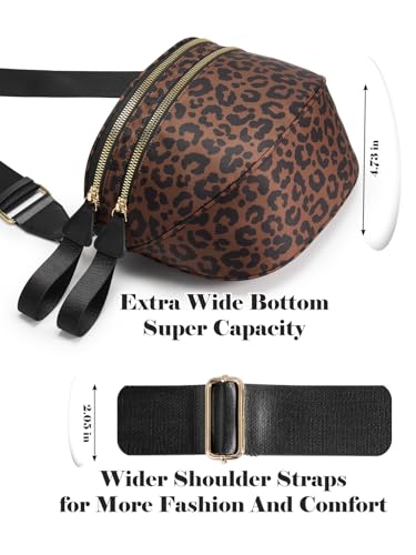 Pure Colour Crossbody Bag Bum Bag for Women,Spacious Purse Fanny Packs Belt Bag,Oversized Bum Bag (Black Brown Leopard Print Bum Bag) - color: Black Brown Leopard Print Bum Bag
