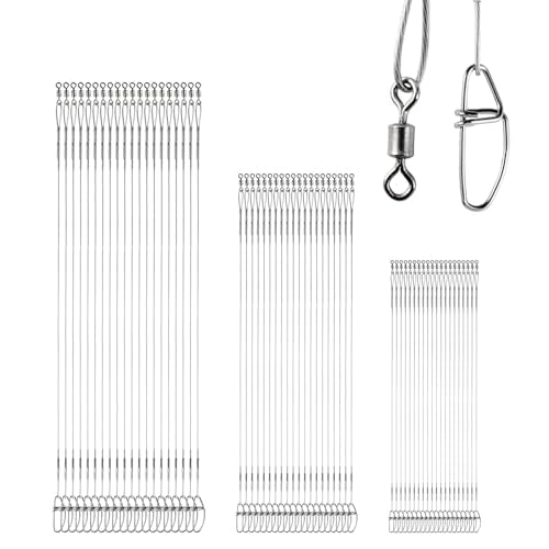 QISHUO Stainless Steel Fishing Leader Freshwater Rigs Saltwater Fishing Leaders Strength Lure Snap Wire Leader Line White Nickel 60pcs