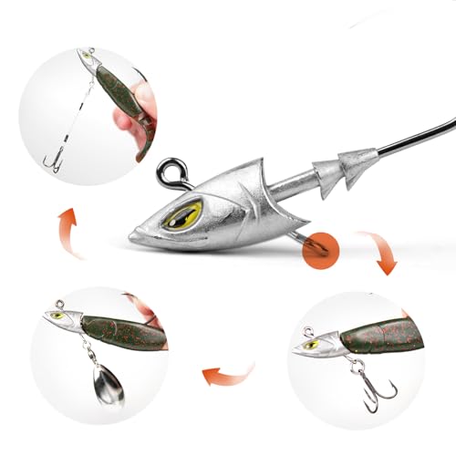 Saltwater Jig Head, Fish Eye Swimbait Jighead for Fishing Inshore/Offshore 1/2 3/4 1 1.5oz with 7/0 Hooks for Redfish, Stripper, Seabass etc. - color: Chartreuse, size: 3/4oz - 10Pack