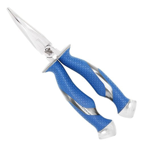 CUDA 8.5" Bent Needle Nose Pliers | Durable Steel Titanium Bonded Fishing Wire, Mono & Fluorocarbon Cutter with Non-slip Cuda Grips | For Saltwater & Freshwater Use - size: One Size