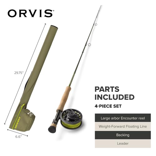 Orvis Encounter Fly Rod Outfit - 4Pc Fishing Rod and Reel Combo with Smooth Performance, Complete with Reel, Line, Backing, & Leader for Young Anglers - size: 5-Weight, 8'6"