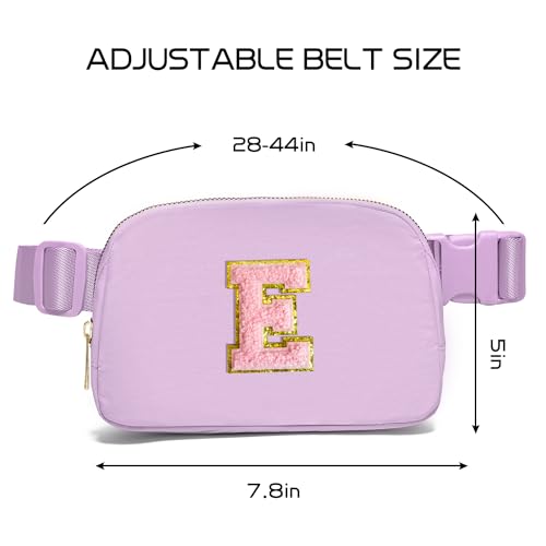 Gitus Belt Bag Fanny Pack Crossbody Bags with Initial Letter Patch Cute Stuff Birthday Gifts for Teenager Girls Trendy Preppy Stuff for Teen Girls Cool Stuff for Teens (Lavender-E) - color: Lavender, style: E
