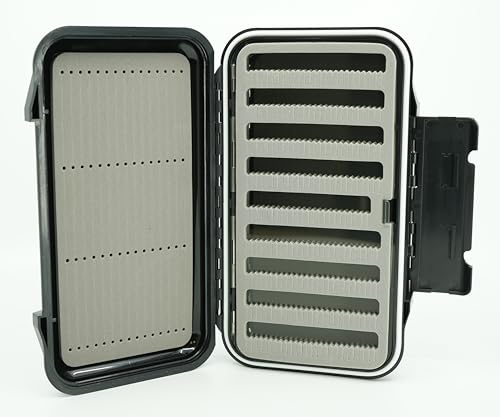 Kingfisher Waterproof Dry Fly Fishing Box with Leaf - color: Black, size: Foam A Leaf w/ Foam D Box