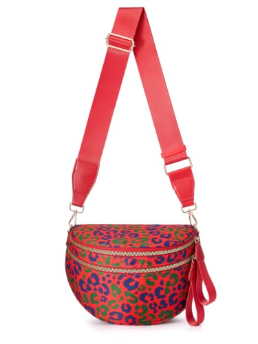 Pure Colour Crossbody Bag Bum Bag for Women,Spacious Purse Fanny Packs Belt Bag,Oversized Bum Bag (Blue Green Leopard Bum Bag) - color: Blue Green Leopard Bum Bag