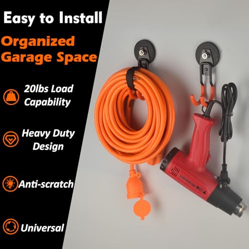 MUTUACTOR Updated Strong Magnet Hooks,20lbs Anti-Scratch Heavy Duty Magnetic Garage Hooks,2PCS Double Storage J-Hooks with Magnetic for Organizing Garden Hose Electric Cables Shovels - style: Updated 2.6in Magnet J Red Hooks 2PCS