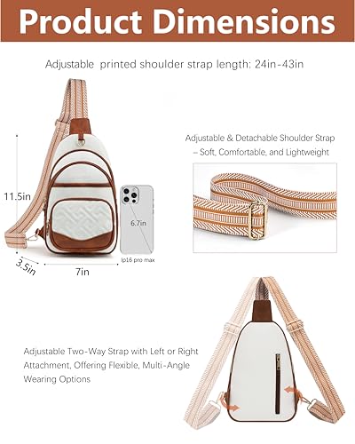 Anti Theft Crossbody Bags for Women RFID Leather Sling Purses,Crossbody Bags Travel Leather Fanny Pack for Women - color: Beige＆brown