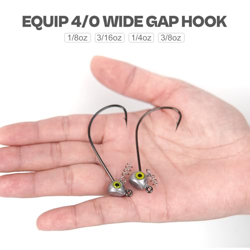 Shaky Head Jigs, Fisheye Stand-up Style Weedless Fishing Jig Heads for Bass (15-Pack) 1/8 3/16 1/4 5/16oz - color: Raw, size: 1/4oz