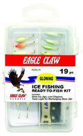 Eagle Claw Glow Ice Kit, 19 Piece, Non-Lead, Includes Line