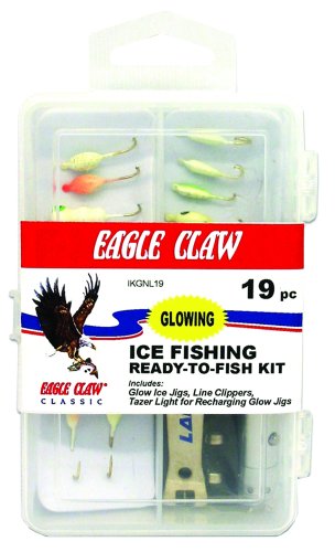 Eagle Claw Glow Ice Kit, 19 Piece, Non-Lead, Includes Line