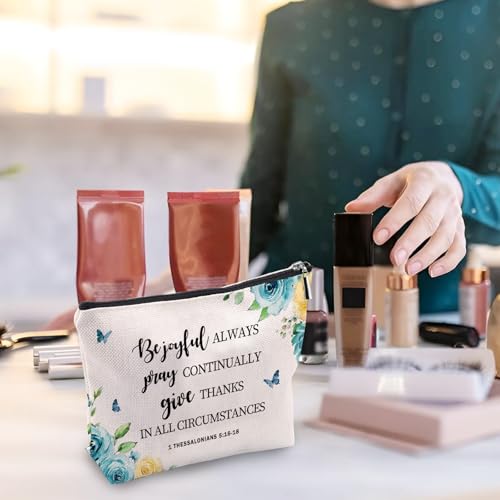 Christian Makeup Bag, Christian Gifts For Women, Bible Verse Makeup Pouch, Travel Toiletry Bag With Zipper, Birthday Gifts For Mom, Travel Toiletry Bag - color: Joyful