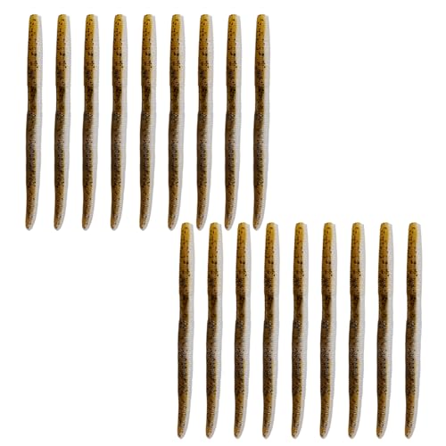 Soft Plastic Worms for Bass Fishing 20pcs FS/RE-09 | Salted ,Soft Plastic ,Fishing Lures ,with Hook Slot ,5.31in ,Saltwater Freshwater ,Bass Baits - color: Color C