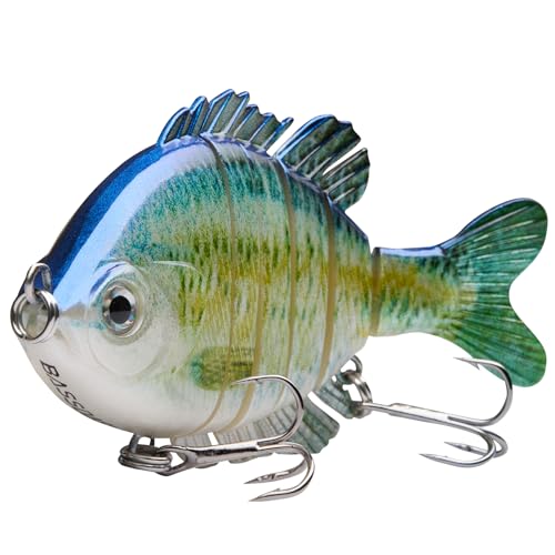 BASSDASH SwimPanfish Multi Jointed Panfish Bluegill Swimbaits Hard Topwater Bass Lures Fishing Lure Crank Saltwater 3.5in/0.85oz - color: Blue Fish