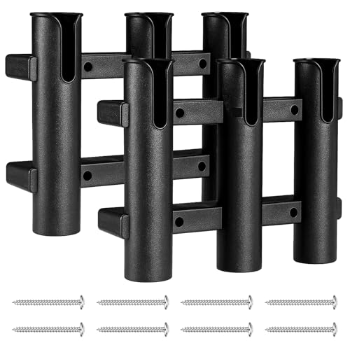 2Pcs Fishing Rod Holders Boat Rod Holders with Screws 3 Rod Rack Wall Mounted Boat Side Mount Tool Holder Portable Fishing Pole Holders for Boat Kayak Garage Cooler Trailer Fishing Boat