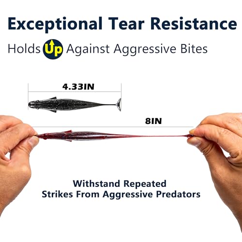 Paddle Tail Swimbaits Set, Ultra Soft PVC，Freshwater & Saltwater Ready, Includes Hooks, Weight & Spinnerbait Blades，Fishing Gear for Bass and Predator Fish - color: Burgundy