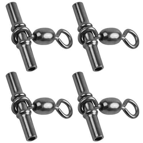 Fishing Cross Line 3 Way Swivel,40pcs T-Shape Sleeve Swivels Heavy Duty Crimp Crane Swivel Brass Triple Swivels for Deep Drop Rigs Saltwater Fishing Tackle - size: 2# -95lb-40PCS