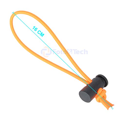 Foto&Tech Multipurpose Extra Thick Elastic Cable Tie and Organizer, Adjustable Cable Strap Toggle Tie, Reusable Tangle Tamer, Cable Management for Cord and Cable (10x 16CM, Orange) - color: Orange, size: 10 x 16 CM