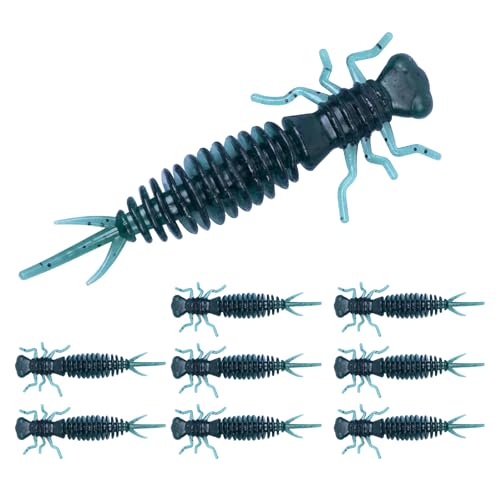 Clearance Bionics-Designed Durable Soft Plastic Fishing Lures Kit with Bonus Accessories, 3/4/5/6 Inch, 9-Type Lifelike Swimbaits in One Gear Set Included Tackle Box for Bass - color: Blue
