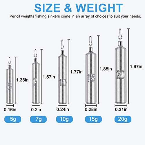 Drop Shot Weights Fishing Sinkers 25pcs Lead Drop Saltwater Fishing Weight Freshwater Drift Sinker Free Rig Fishing Weight Bass Rig Cylinder Removable Catfishing - size: Size5 (1/2oz.) 25 pcs