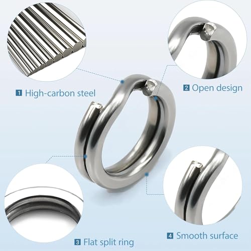 Split Rings Fishing 90Pcs Heavy Duty Stainless Steel Split Rings Designed for Fishing Lures Treble Hooks and Tackle Connectors in Freshwater and Saltwater
