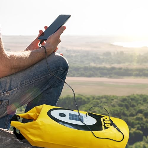 Qoolife Dry Bag Waterproof with Solar Bluetooth Speaker & Light - 10L/20L Roll Top Dry Sack Keeps Gear Dry for Men Women Kayaking, Beach, Rafting, Boating, Hiking, Camping and Fishing - color: Yellow with BT Speaker, size: 10L