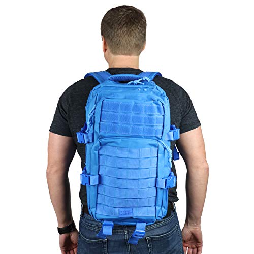 OSAGE RIVER MOLLE Fishing Backpack with Rod Holder - 600D Large Tackle Bag for Trays and Fishing Accessories - Tactical Backpack for Camping, Traveling, Hunting - Electric Eel Blue - color: Electric Eel Blue
