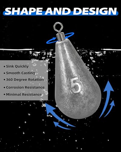 BLUEWING Casting Swivel Bell Sinkers Fishing Weights 1/2oz-8oz Drop Shot Dipsey Lead Saltwater - size: Size03: 1oz, 10 Pack