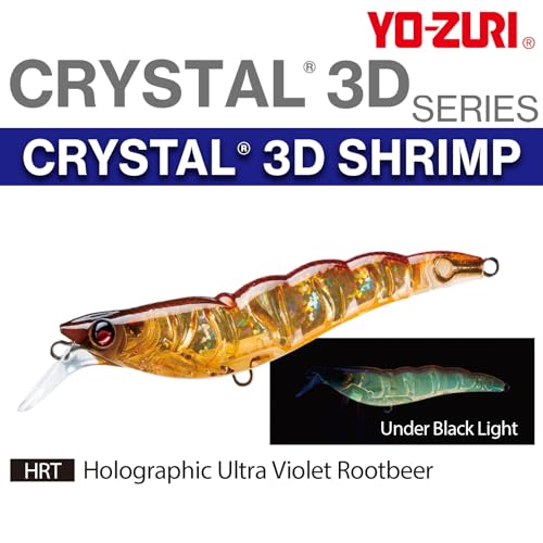 Yo-Zuri Crystal 3D Shrimp Slow Sinking Lure, Luminescent Aurora Chartreuse - color: Holographic Ultra Violet Rootbeer, size: 3-1/2 inch
