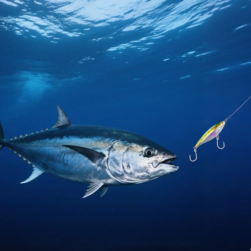 Alwonder High Speed Trolling Lures Saltwater Fishing Lures 6"/3oz Sinking Twitch Bait 7/0 Hook Deep Diving Jerkbait Fishing Plug Offshore Lure for Tuna Striper Mackerel - color: Chrome Sardine