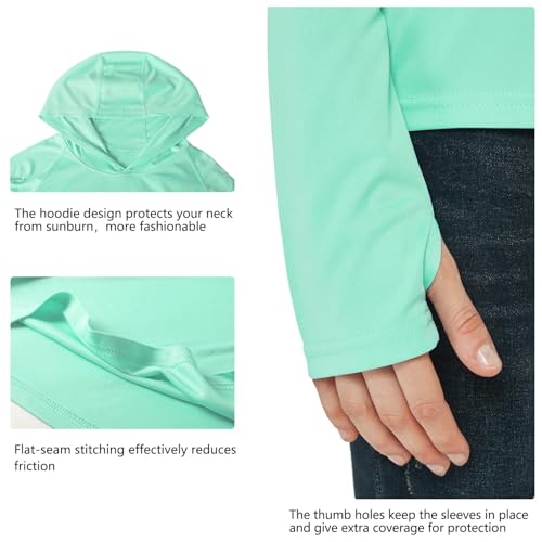 Willit Women's UPF 50+ Sun Protection Hoodie SPF Shirt Long Sleeve Hiking Fishing Outdoor Shirt Lightweight Hoodie - color: Light Green, size: Large