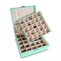 Frebeauty Earring Organizer Classic Jewelry Box 50 Slots Double Layer Jewelry Storage Case with 6 Necklace Hook and Bracelet Pocket(Turquoise) - color: Turquoise