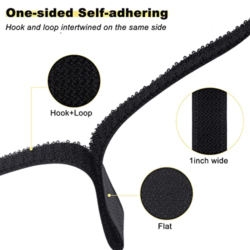 YMCRLUX 1"x16ft Hook and Loop Straps with 25 Metal Buckles, Adjustable Fastening Cable Straps, Cut-to-Length Cinch Strap, Reusable Nylon Securing Cord Ties for Organizer or Storage, 1 inch Wide, Black - size: 1in x 16ft Black