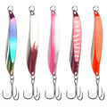 Fishing Spoons Lure Jigs, 5pcs Jigging Spoon Saltwater Fishing Lures Slow Vertical Jigs Metal Baits for Trout Bass Tuna Salmon Sailfish Snapper - color: B-5pcs, size: 3/8oz(10g)