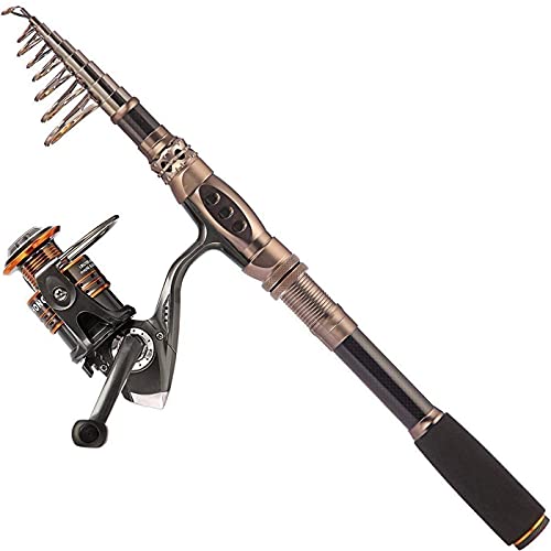 PLUSINNO Fishing Rod and Reel Combos Carbon Fiber Telescopic Fishing Pole with Reel Combo Sea Saltwater Freshwater Kit Fishing Rod Kit - color: Fishing rod+reel(No Lures&Line), size: 5.91 ft