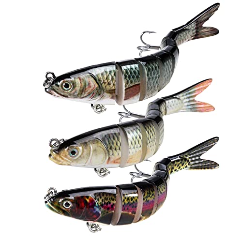 Fishing Lures for Bass Trout Topwater Multi Jointed Swimbaits Slow Sinking Bionic Swimming Lures Bass Freshwater Saltwater Bass Lifelike Fishing Lures Kit - color: Combo D