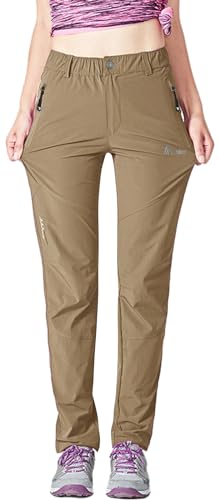 Rdruko Women's Hiking Pants Lightweight Quick Dry Water Resistant Outdoor Travel Fishing Pants with Pockets - color: Light Brown, size: 3X-Large