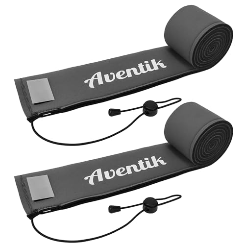 Aventik Lightproof Neoprene Rod Sleeve – Protective Fishing Rod Sock Cover with Hanging Loop & Adjustable Lanyard for Casting, Spinning & Trolling Rods - color: 2xGrey, size: Length: 60''/1.52m