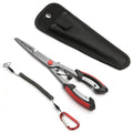 Fishing Pliers – Teflon Coated Stainless Steel Long Nose Hook Remover | Braid Line Cutter, Split Ring Pliers, Non-Slip Grip | Saltwater & Freshwater Fishing Tool