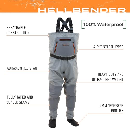 FROGG TOGGS Hellbender Breathable Waterproof Stockingfoot Fishing Chest Wader for Fishing - color: Slate/Gray, size: Small