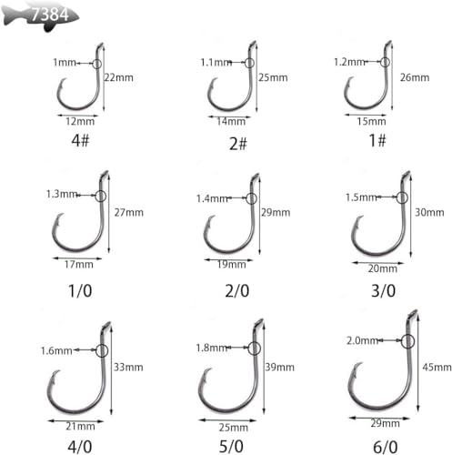 100pcs Size 4#~6/0 Offset Point Octopus Hook with Closed Eye Black High Carbon Steel Sport Circle Hook - size: 3/0（100pcs）