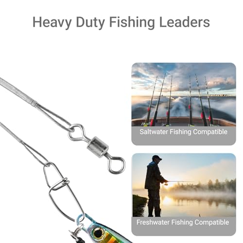 Atibin High Strength Fish Leader Saltwater Line Snap Fishing Leaders Freshwater Stainless Steel Wire Leaders Lures White Nickel - size: #6 (11.8in-70lb) 30pcs