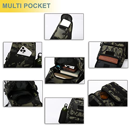 Tactical Shoulder Bag - 1000D Molle Military Backpack Outdoor Daypack Chest Pack (Darkgray) - color: Darkgray