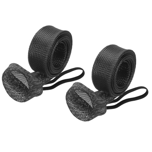 PATIKIL Rod Sock, Fishing Rod Sleeve Cover Braided Mesh Pole Protector Gloves Fishing Tools Flat End for Spinning Fishing Rod Fly Rod Ice Rod Casting Rod - color: Black, size: 67 Inch