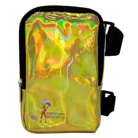 Holographic Thigh Bag | Leg Harness for Women | Outdoor Waist Pouch | Carnival Hiking Travel Fanny Pack with Adjustable Straps | Gold - color: Gold