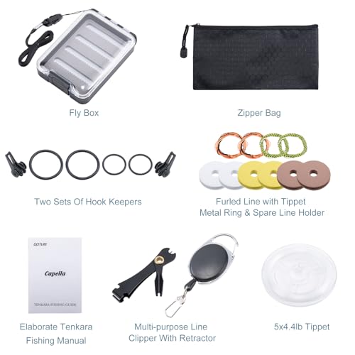 Goture 12ft Tenkara Rod Combo 24T 30T Carbon Fiber Backpacking Fly Fishing Kit with 30 Flies Tippet and Storage Bag - color: 12FT Fishing Rod with Carbon Handle - Tenkara I