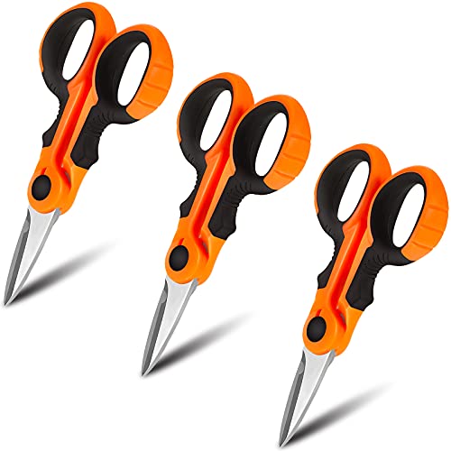 Honoson 3 Pcs 5.7" Fishing Scissors Braided Line Cutters Fishing Heavy Duty 3cr13 Non Slip Serrated Edge Scissors Saltwater Freshwater Braid Multi Function Snips for Trimming (Orange) - color: Orange