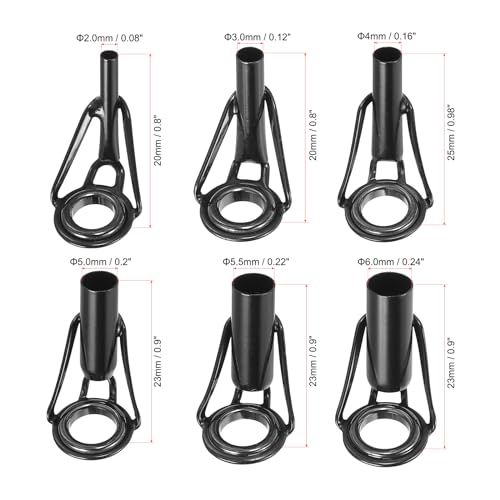PATIKIL Fishing Rod Tip Repair Kit Stainless Steel Pole Ring Guide Replacement for Saltwater Freshwater Fishing - color: Black, size: 2-6mm
