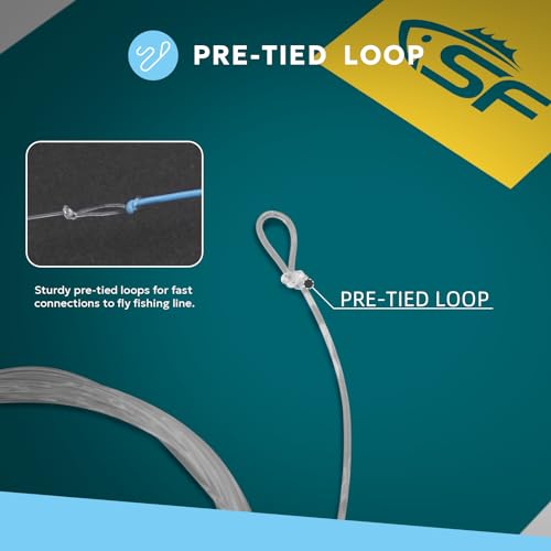 SF Pre-Tied Loop Fly Fishing Tapered Leader Nylon Clear Trout Freshwater Saltwater Bonefish Permit Bass Salmon Steelhead 7.5FT 9FT 10FT 12FT 15FT 0X 1X 2X 3X 4X 5X 6X 7X - size: 10FT-30LB, style: Saltwater Knotted 3-pack