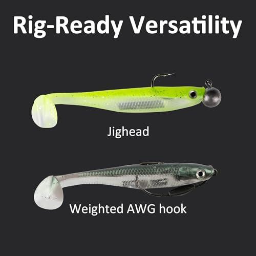 5/6Pcs Pre-Rigged Soft Plastic Lures, Paddle Tail Swimbait, Jig Heads for Bass, Walleye, Pike, Trout, Redfish Fishing - color: Pumpkin